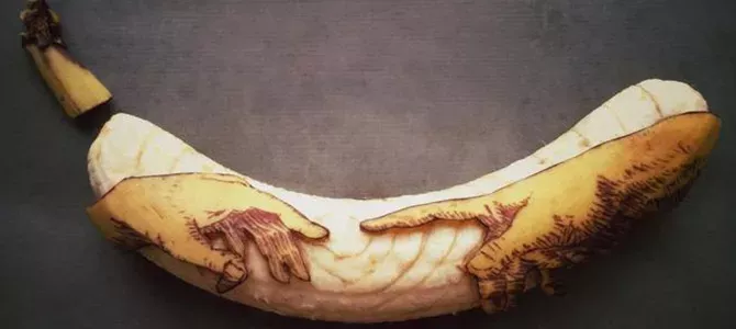 Obras de arte en plátanos. Stephan Brusche.