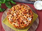 Receta Timbal de rigatoni al horno con salchicha, bechamel y mozzarella