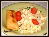 Receta Huevos con queso, surimi, gambas, anchoas y brotes de soja
