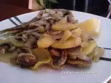 Receta Guarnición de patatas, cebolla y champiñones