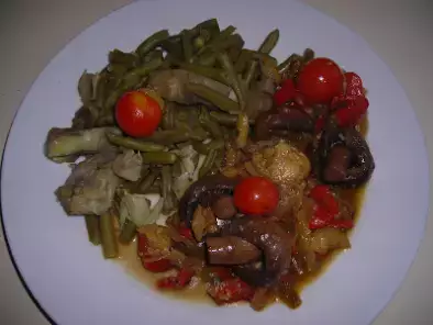 Receta Champiñones salteados con verduras wok y verdura al vapor