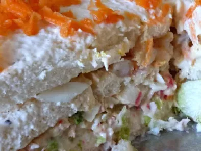 Receta Tarta salada de gambas y palitos