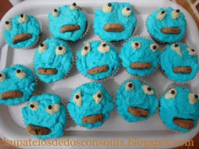Receta Magdalenas de naranja y azahar y cupcakes cookie monster