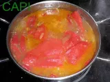 Paso 1 - Lomos de bacalao sobre salsa de piquillos con verduras y espima de pil-pil
