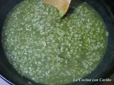 Arroz verde cremoso o rissotto verde con espinacas y guisantes - foto 7