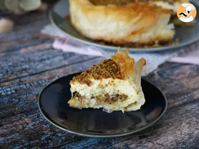 Cheesecake de pistacho con base crujiente de masa filo - foto 2