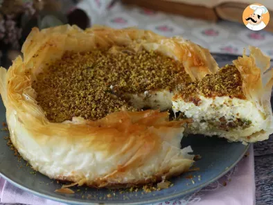 Cheesecake de pistacho con base crujiente de masa filo - foto 3
