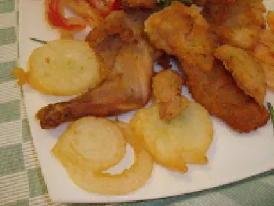 Conejo empanado y tempura de hortalizas - foto 2