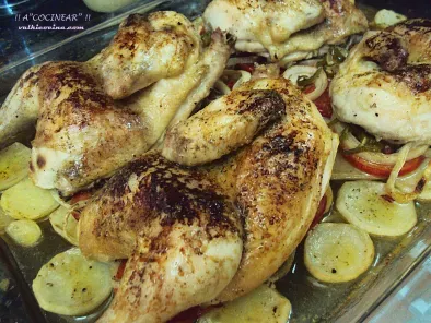 Coquelet o pollo tomatero al horno con guarnición - foto 4