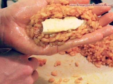 Croquetas de risotto con sofrito de carne y corazón de mozzarella - foto 4