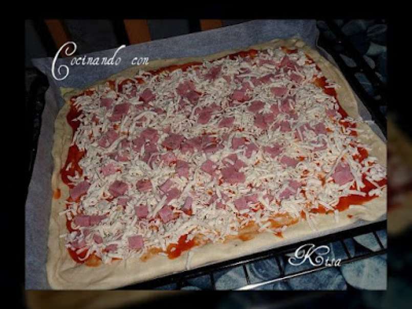 Pizza de jamon york y queso (termomix o chef of matic y horno tradicional) - foto 2
