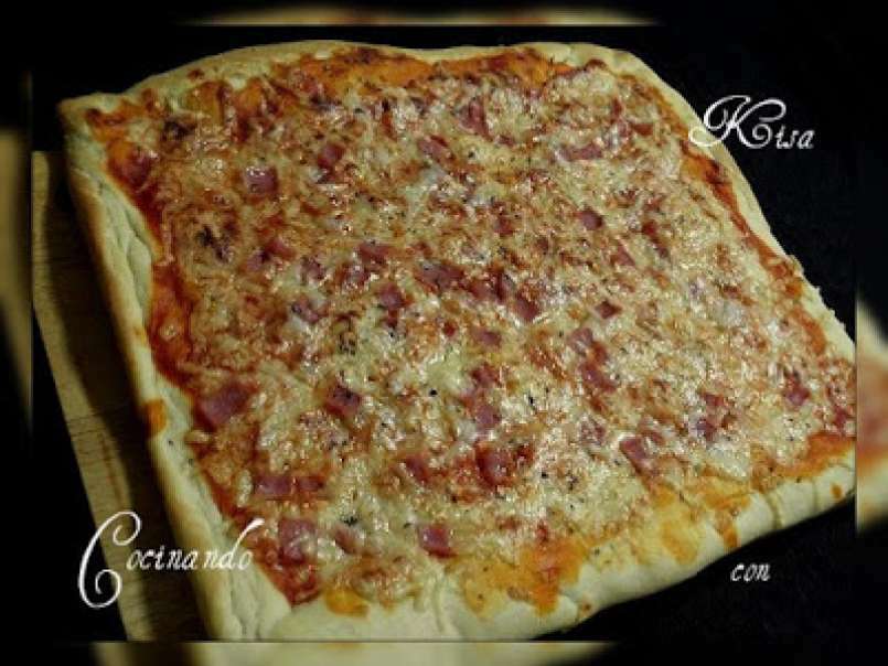 Pizza de jamon york y queso (termomix o chef of matic y horno tradicional) - foto 3