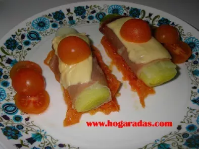 ReceHogaradas - Rollitos de puerros con jamón y queso
