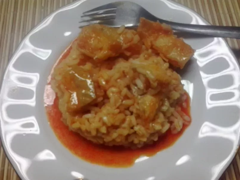 Tacos de bacalao con arroz