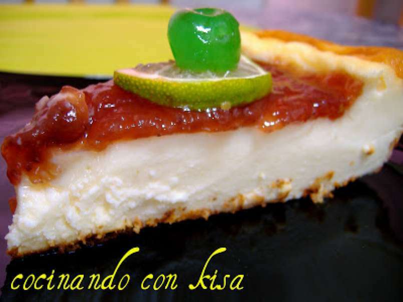 Tarta de Mascarpone con Lima y mermelada de fresa