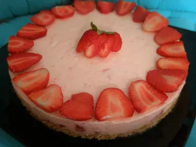 tarta de requeson y fresas