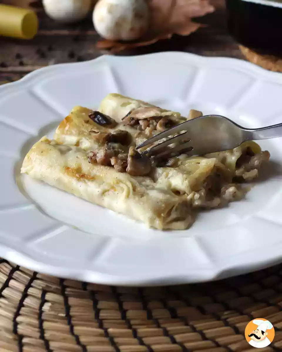 5. Canelones de setas y salchicha