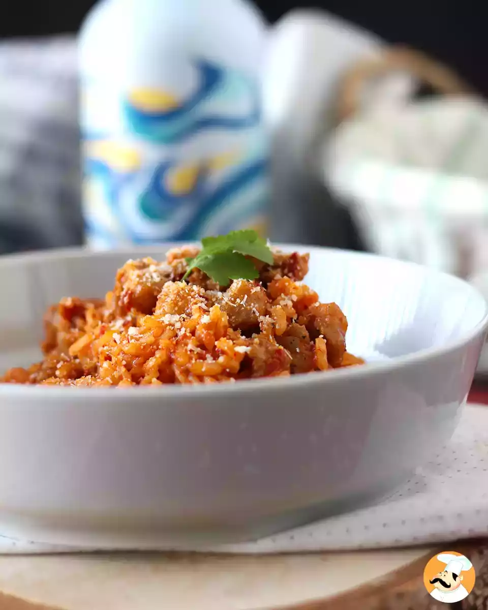 7. Risotto 'nduja y salchicha
