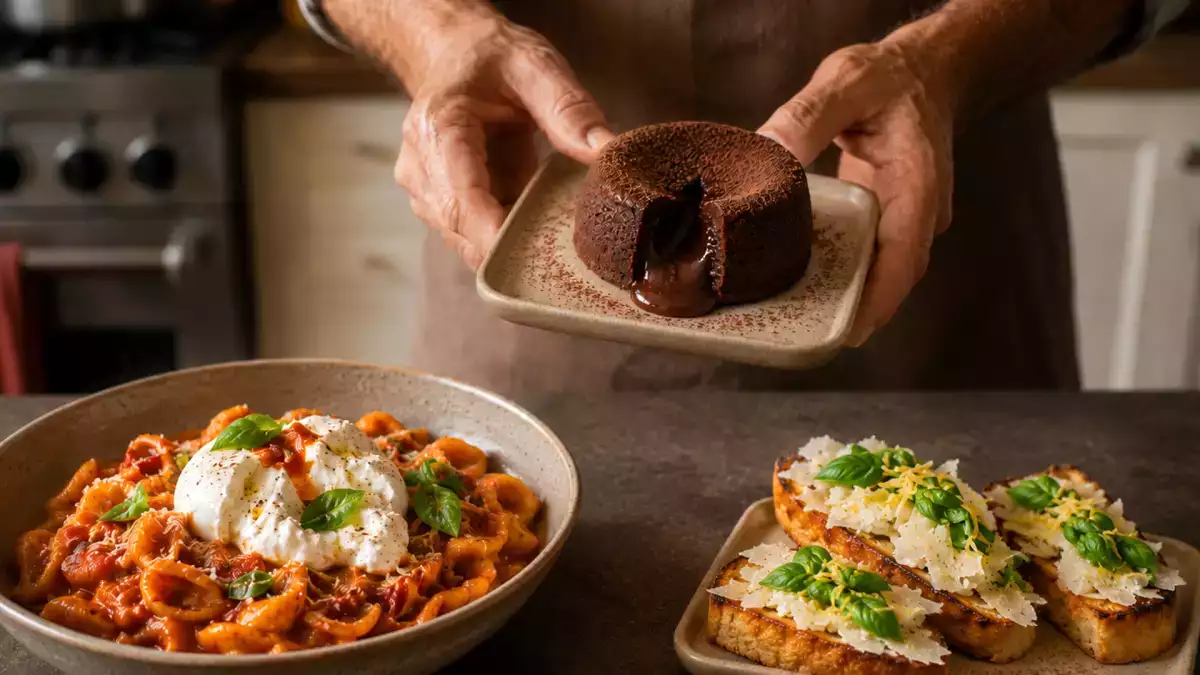 Menú del día, 23 de mayo: bocaditos de pan de molde, un plato de pasta y un dulce y chocolateado placer
