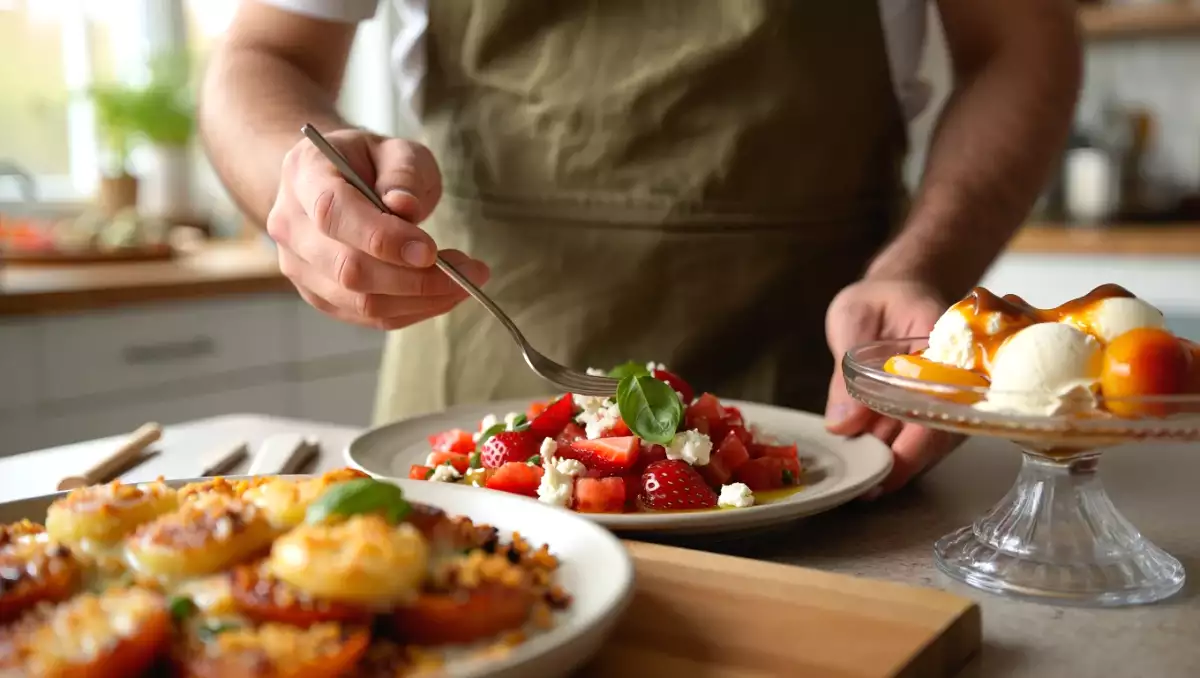 Menú del día, 10 de junio: ensalada fresca, patatas gratinadas y melocotón melba