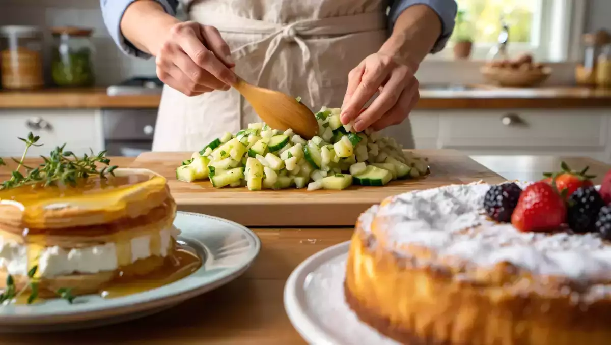 Menú vegetariano, 1 de julio: ensalada crujiente, crinkle cake salado y cheesecake de ricotta
