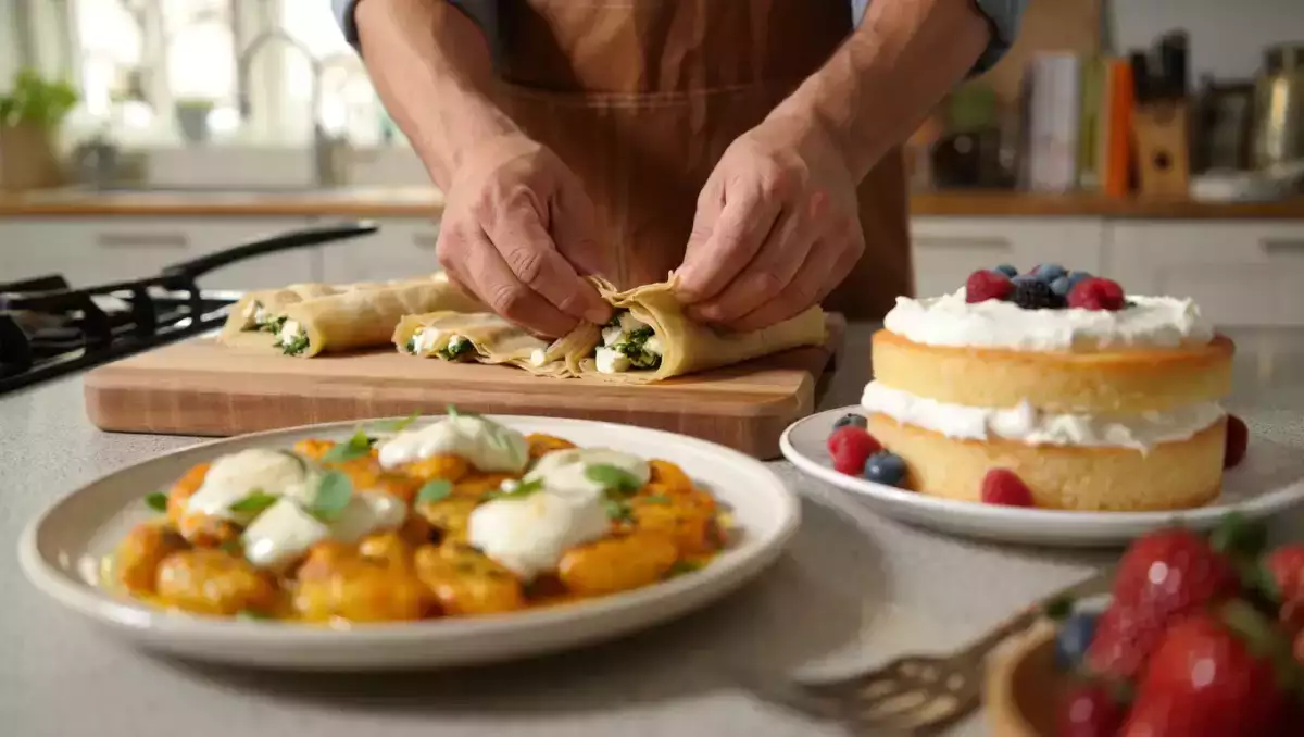 Menú vegetariano, 14 julio: Rollitos turcos de queso, ñoquis y un esponjoso bizcocho de nata