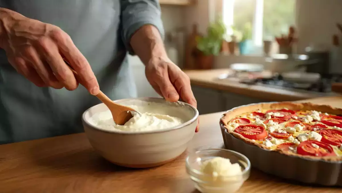 Menú vegetariano, 16 de julio: Crema ligera de puerro y patata, quiche de tomate y feta y helado whey whey