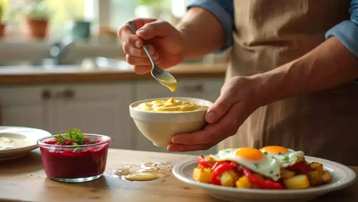 Menú vegetariano, 25 de julio: Vasitos de remolacha, huevos estrellados con patatas y pimientos y batido de plátano y vainilla