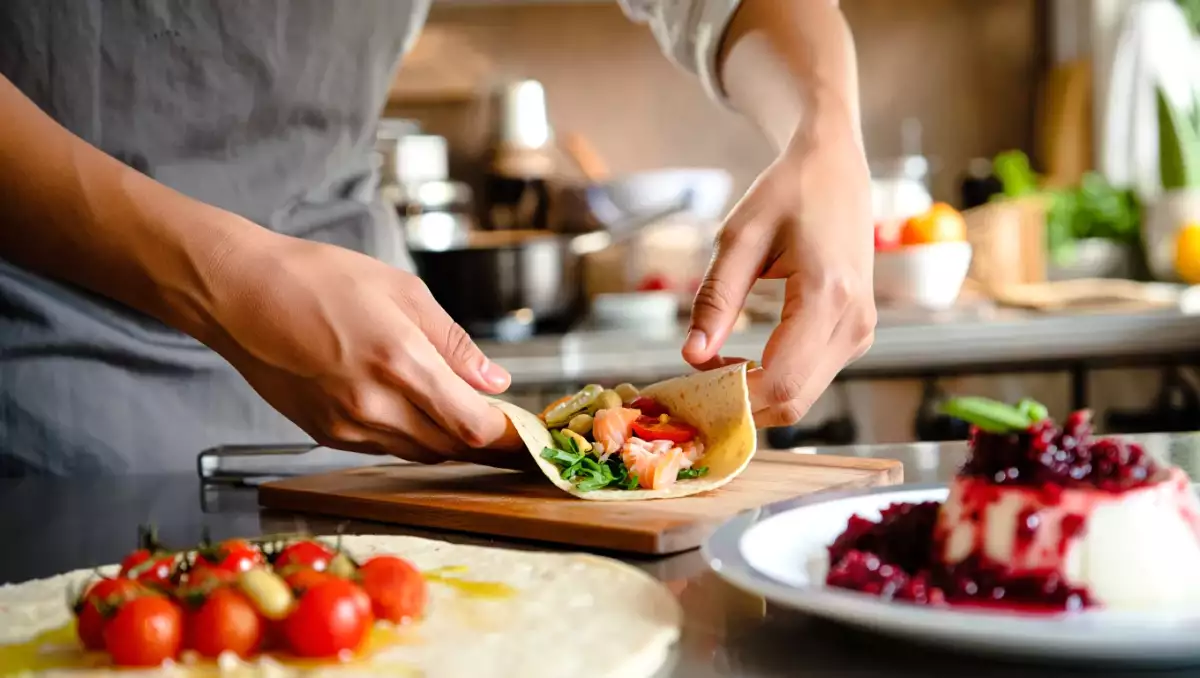 Menú diario, 21 de julio: aperitivo crujiente, wraps de salmón y panna cotta de frutos rojos