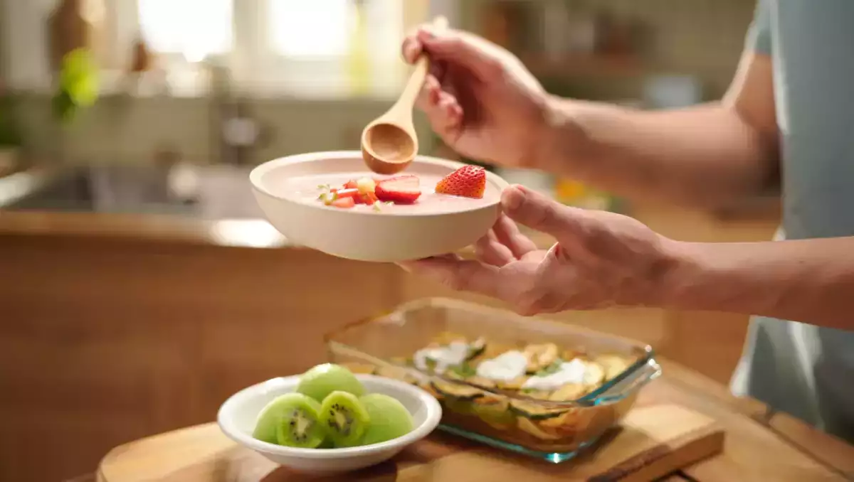 Menú vegetariano, 9 de agosto: Sopa fría de fresas y tomate, lasaña de calabacín y sorbete de kiwi