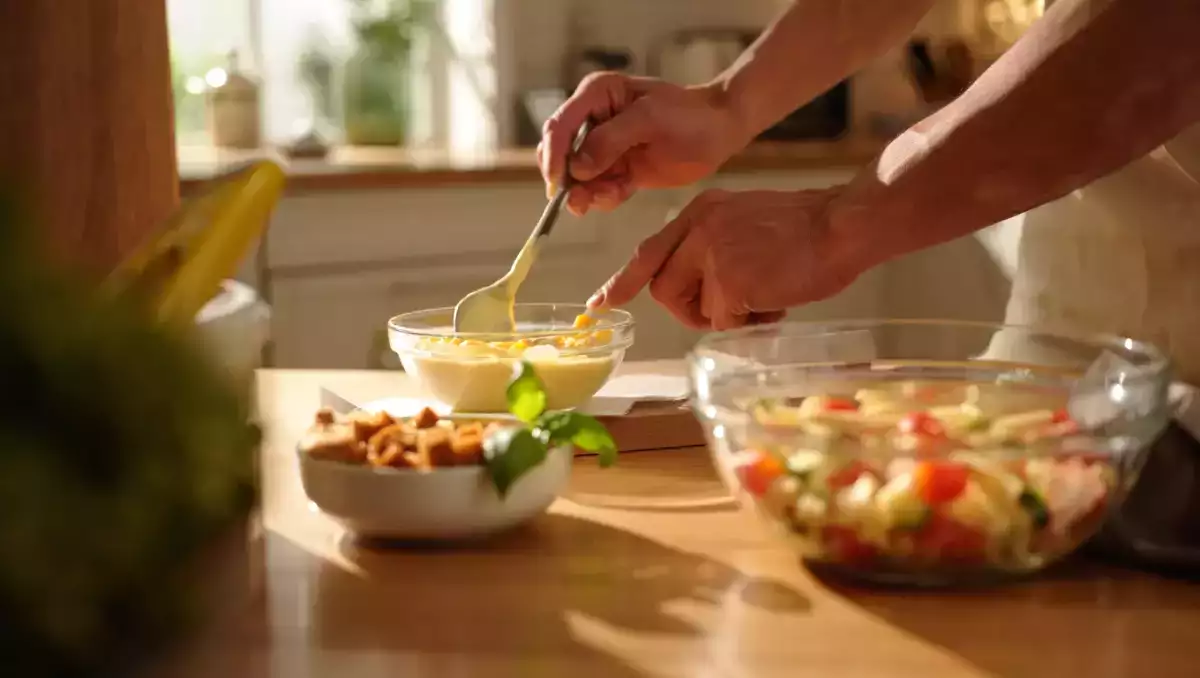 Menú vegetariano, 25 de agosto: Sopa de tomate y pan, ensalada de pasta y helado de mango sin heladera