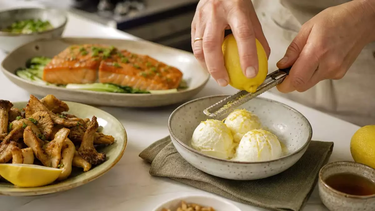 Menú diario, 2 de septiembre: setas fritas crujientes, salmón marinado con miso y helado de ricotta
