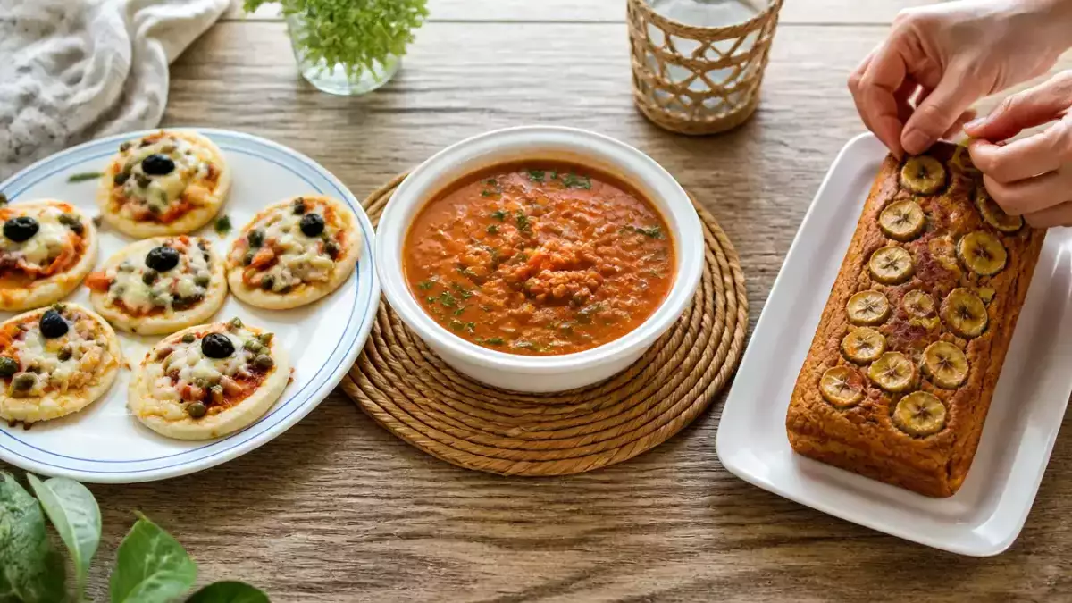 Menú diario, 18 de septiembre: mini pizzas en sartén, guiso de lentejas y bizcocho de plátano sin azúcar