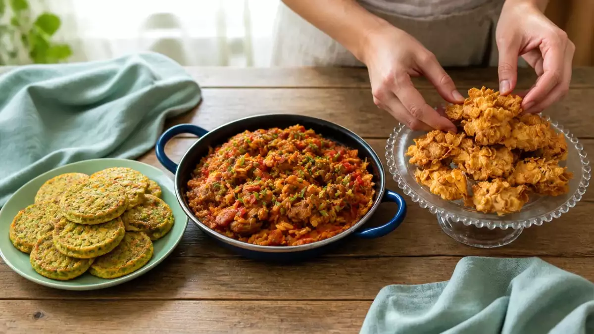 Menú diario, 20 de septiembre: medallones de verdura, arroz con pollo y galletas rosa del desierto