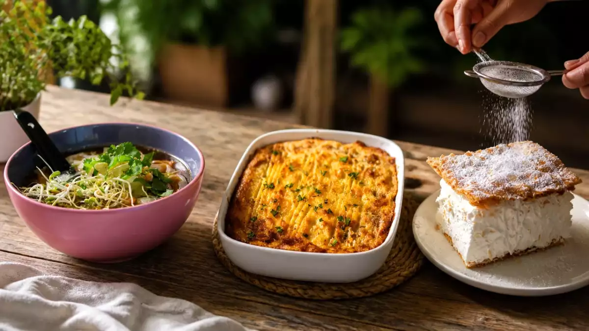Menú diario, 22 de septiembre: sopa vietnamita, cottage pie y milhojas de merengue