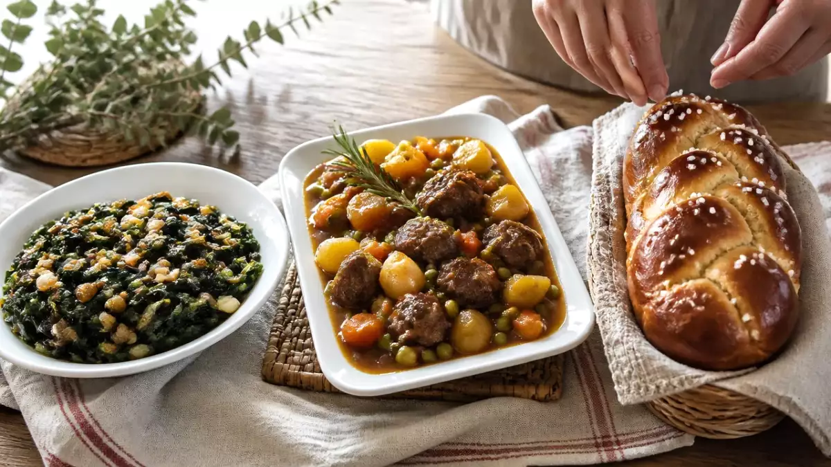 Menú diario, 28 de septiembre: espinacas con pasas, estofado de ternera y brioche Vendéenne