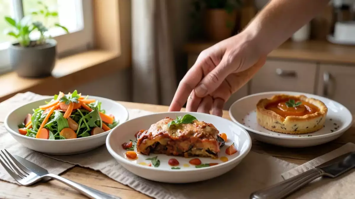 Menú vegetariano, 30 de agosto: Ensalada tailandesa de zanahoria, berenjenas a la parmesana y tarteletas tatin de albaricoque