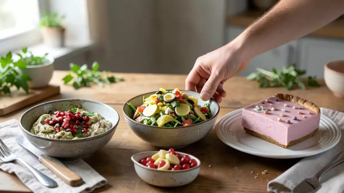 Menú vegetariano, 14 de septiembre: Crema de berenjena árabe, ensalada campera y tarta de petit suisse
