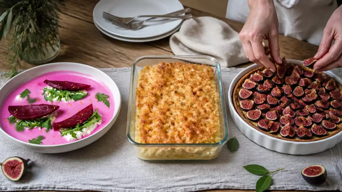 Menú vegetariano, 18 de septiembre: raviolis de remolacha, mac and cheese y tarta de higos