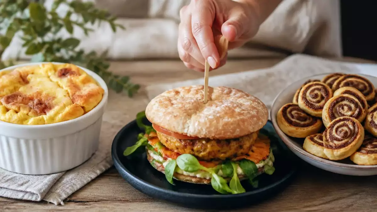 Menú vegetariano, 7 de octubre: soufflé de coliflor, hamburguesas vegana de soja texturizada y palmeras de chocolate