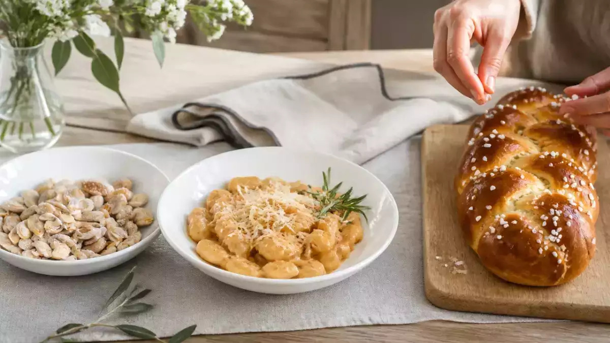 Menú vegetariano, 15 de octubre: Pipas de calabaza, ñoquis de boniato en salsa de nueces y brioche vendéenn