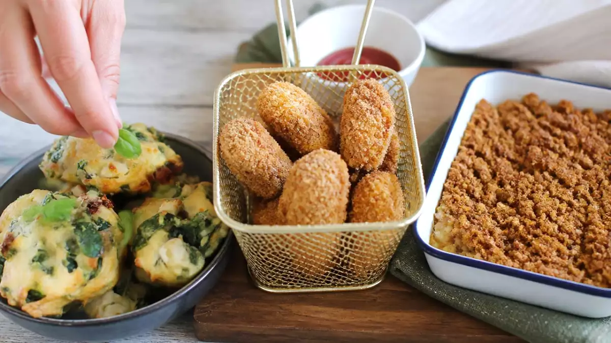 Menú vegetariano, 20 de octubre: Galletas saladas, nuggets de tofu y crumble de manzana