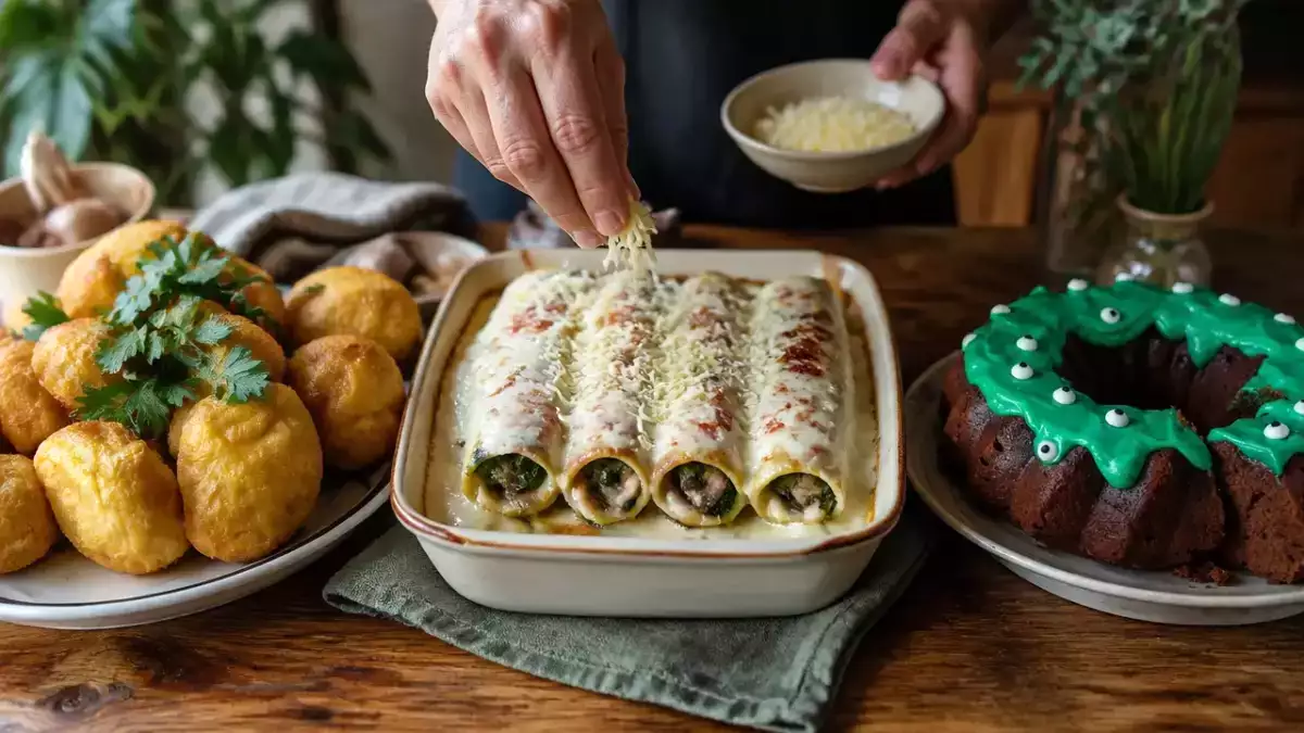 Menú vegetariano, 29 de octubre: Buñuelos de calabaza y queso, canelones de acelgas y bundt cake para halloween