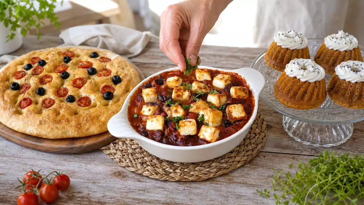 Menú diario, 5 de octubre: focaccia esponjosa, alubias rojas al horno y mini tartas de zanahoria