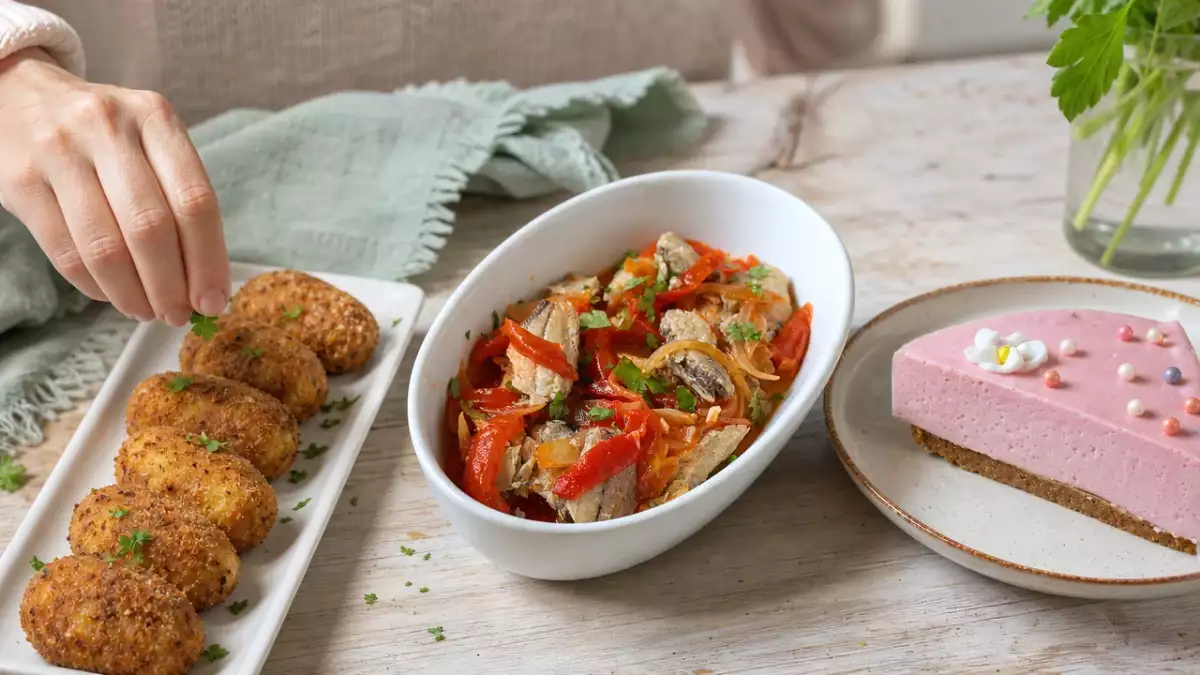 Menú diario, 7 de octubre: croquetas de jamón, sardinas en escabeche y tarta de petit suisse