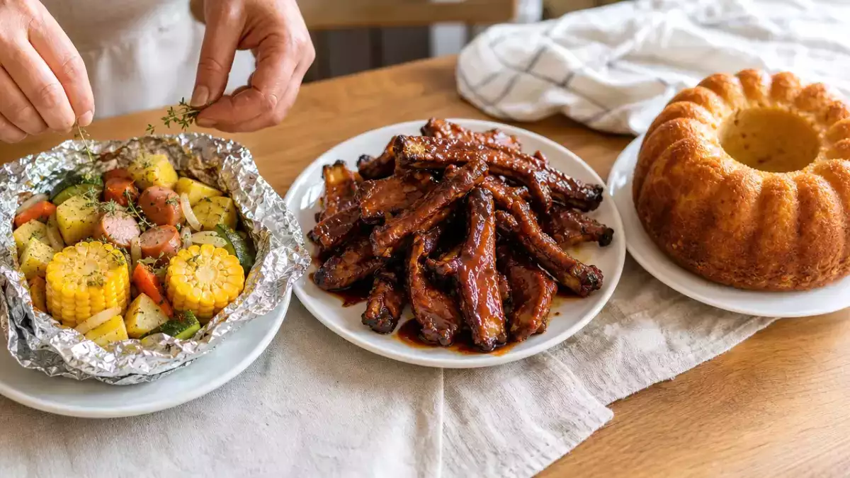 Menú diario, 26 de octubre: verduras al grill, chuletillas de cordero y bizcocho de peras