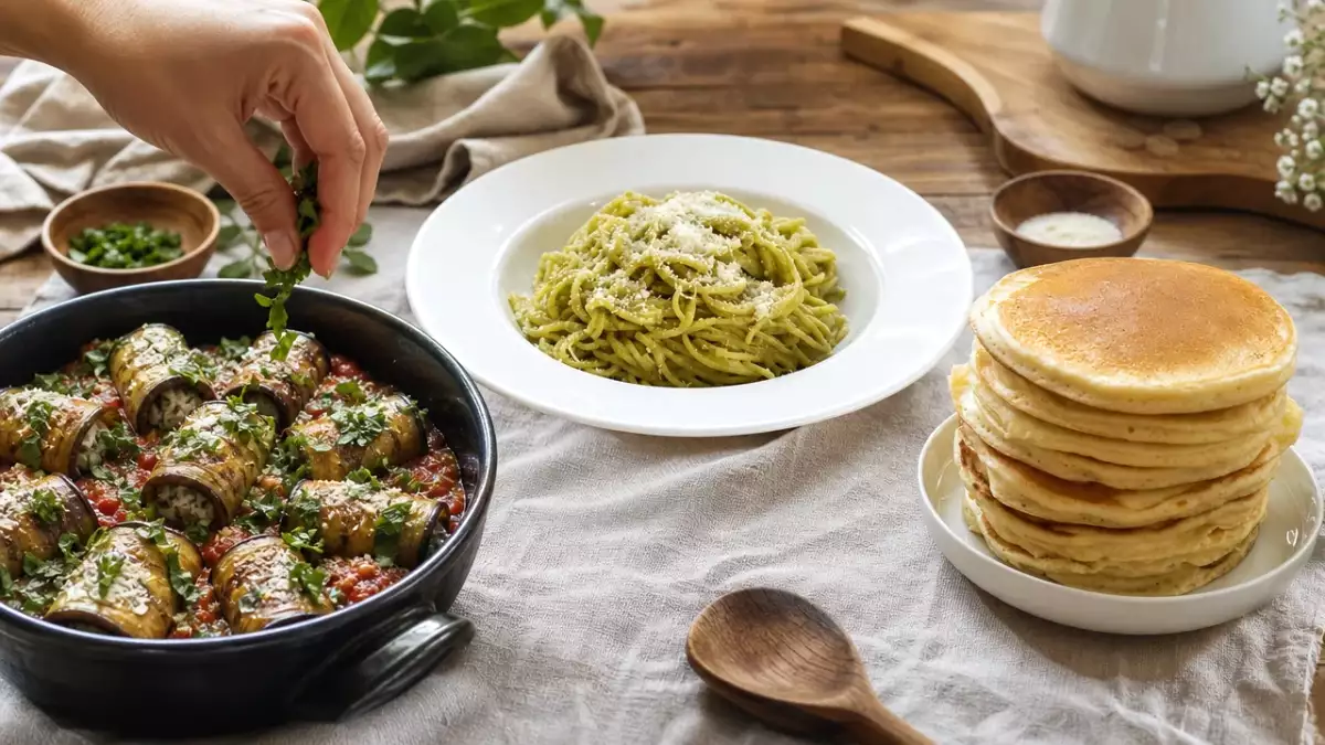 Menú diario, 27 de octubre: involtini de berenjenas, carbonara de aguacate y pancakes esponjosos