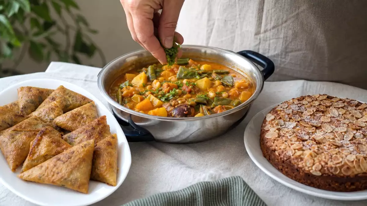 Menú diario, 31 de octubre: triangulos de carne, potaje de calabaza y tarta de queso con manzana
