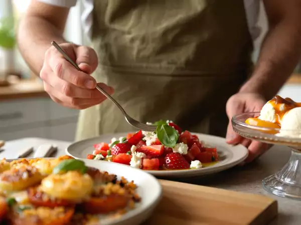 Menú del día, 10 de junio: ensalada fresca, patatas gratinadas y melocotón melba