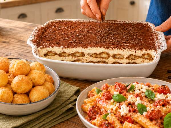 Menú diario, 21 de junio: delicias de queso, pasta al horno y tiramisú clásico